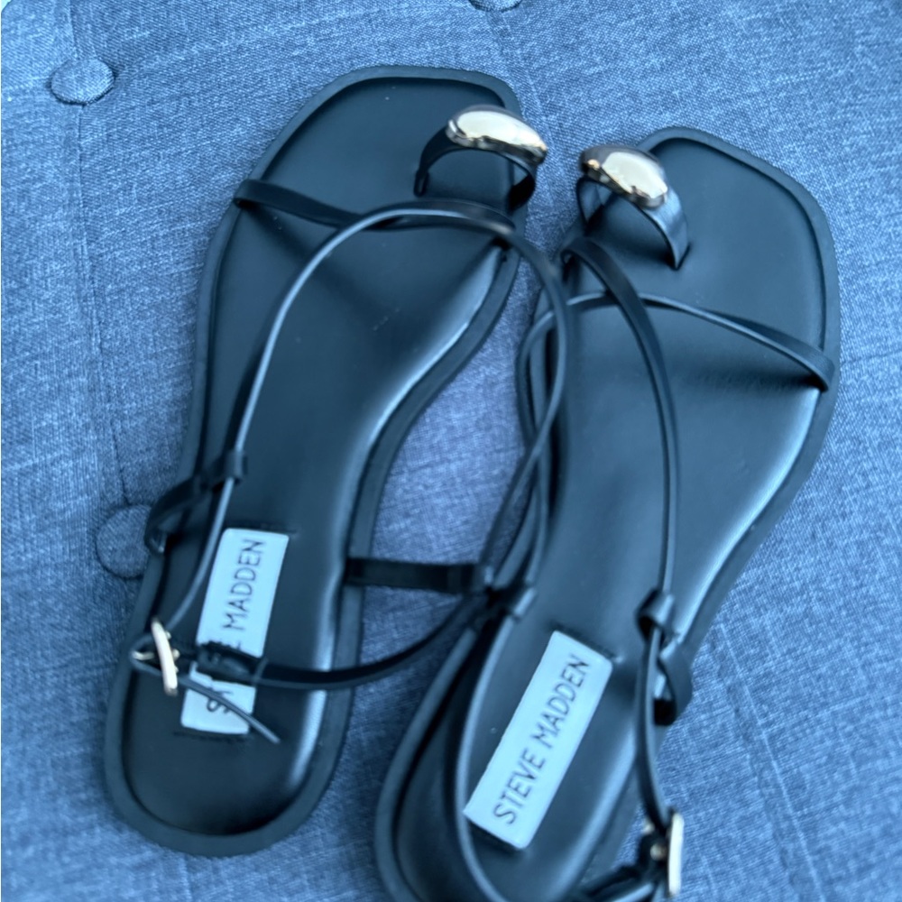 Steve Madden Black Sandals with Gold Details